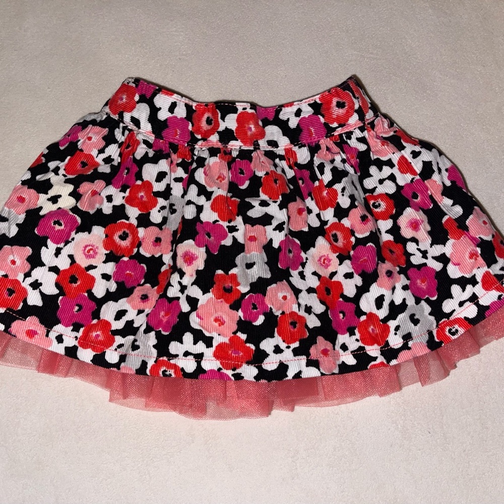 Gymboree Floral Skirt with Pink and Black Accents